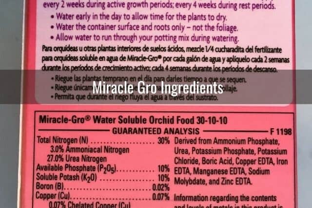 Picture of back of miracle-gro box, showing ingredients