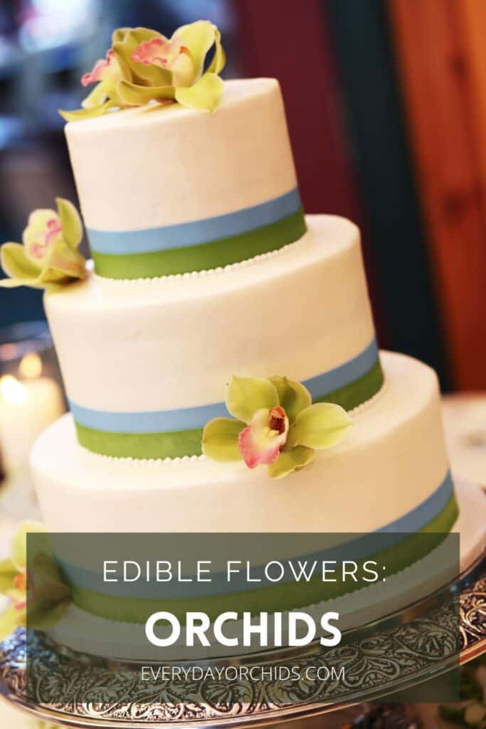 Edible orchids on a wedding cake